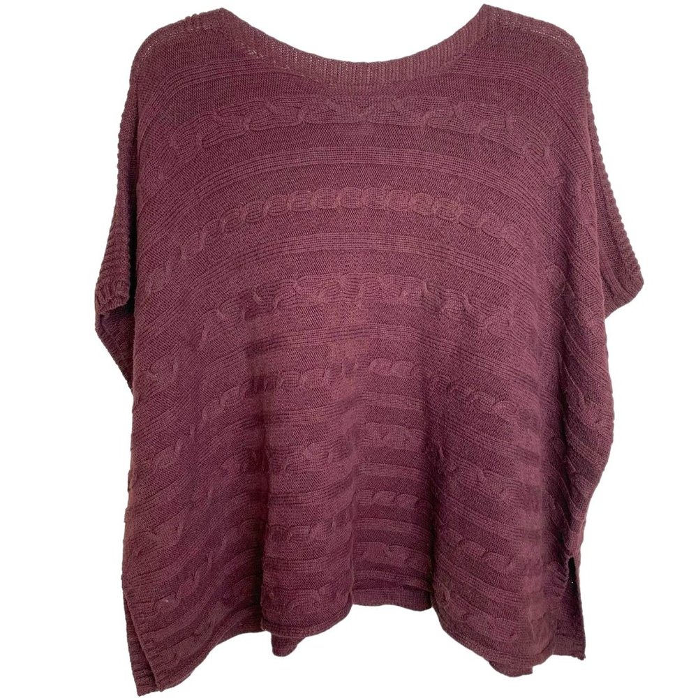 Old Navy Women’s XS/S Burgundy Cable Knit Poncho Sweater Oversized Dark Academia